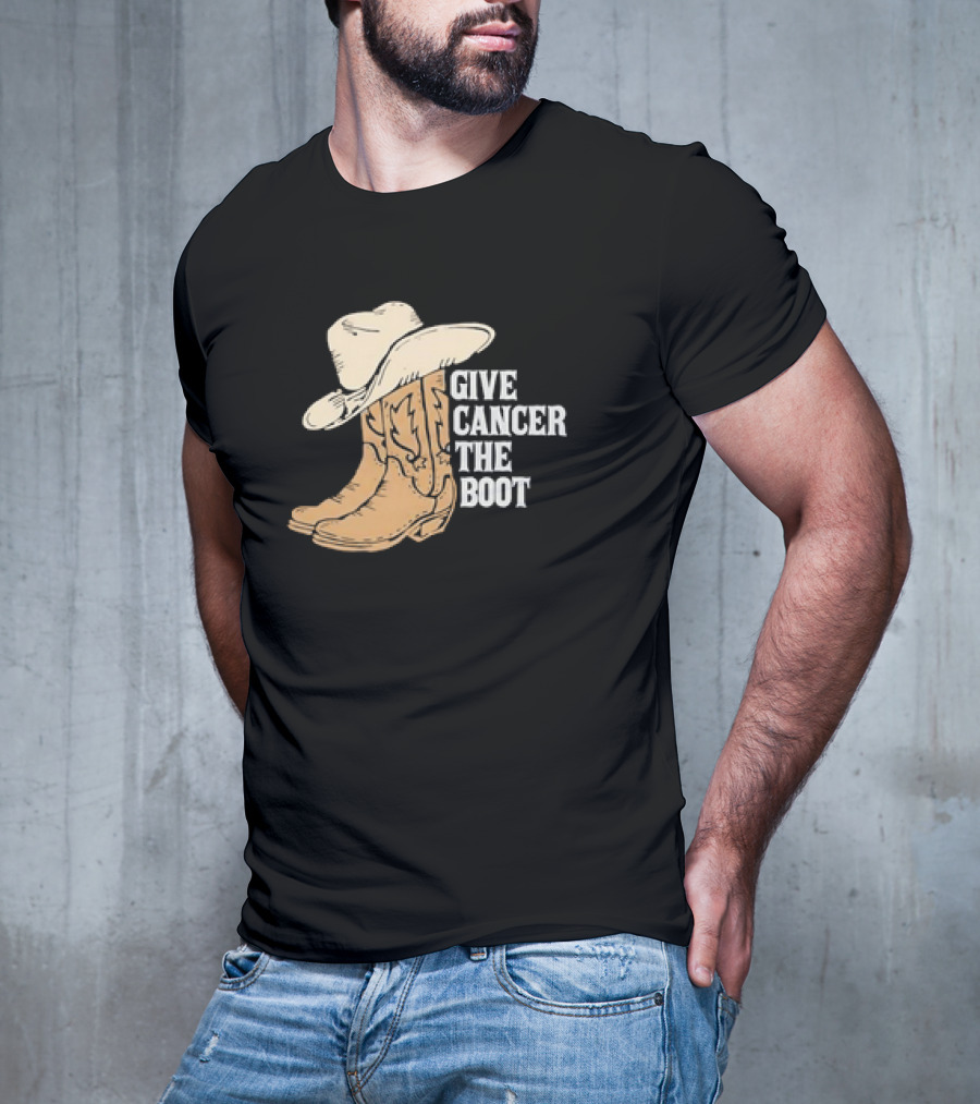 Give Cancer The Boot Retro Cowboy Hat And Boots T-Shirt
