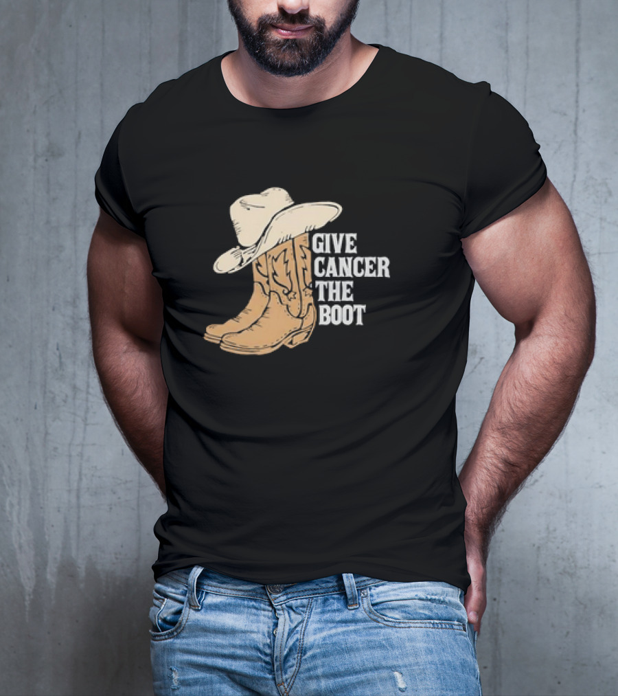 Give Cancer The Boot Retro Cowboy Hat And Boots T-Shirt