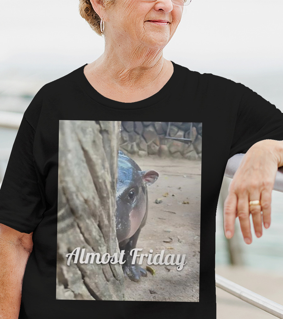 Almost Friday Peek Hippo Behind Tree T-Shirt