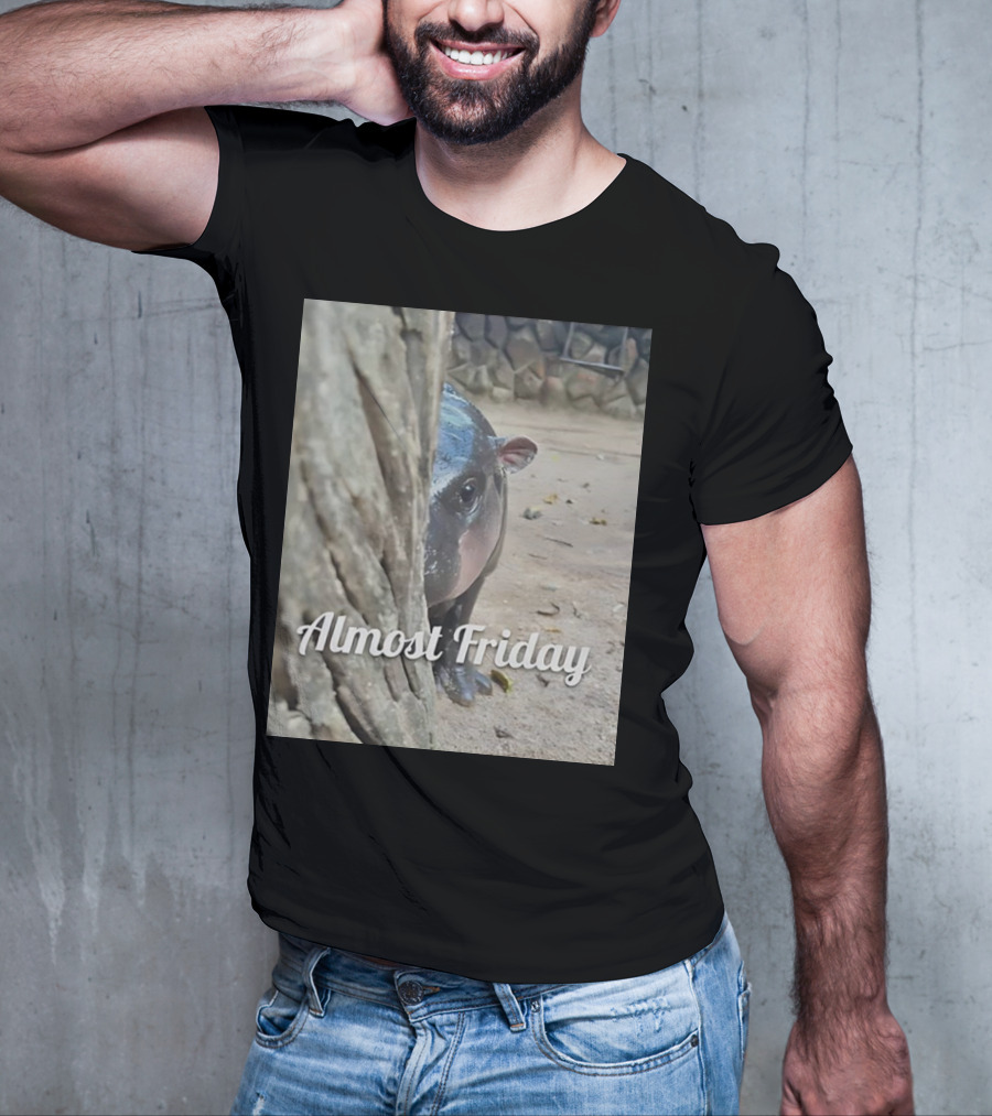 Almost Friday Peek Hippo Behind Tree T-Shirt