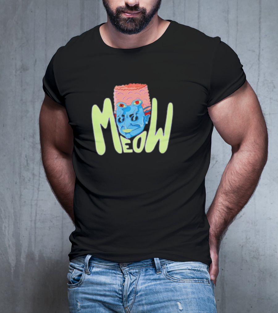 Meow Not Gary Snail Man Cartoon Multicolored Text And Unique Character T-Shirt