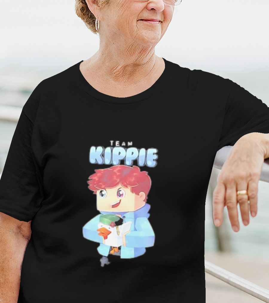 Team Kippie Cartoon Pixel Art Character With Pet Chicken T-Shirt