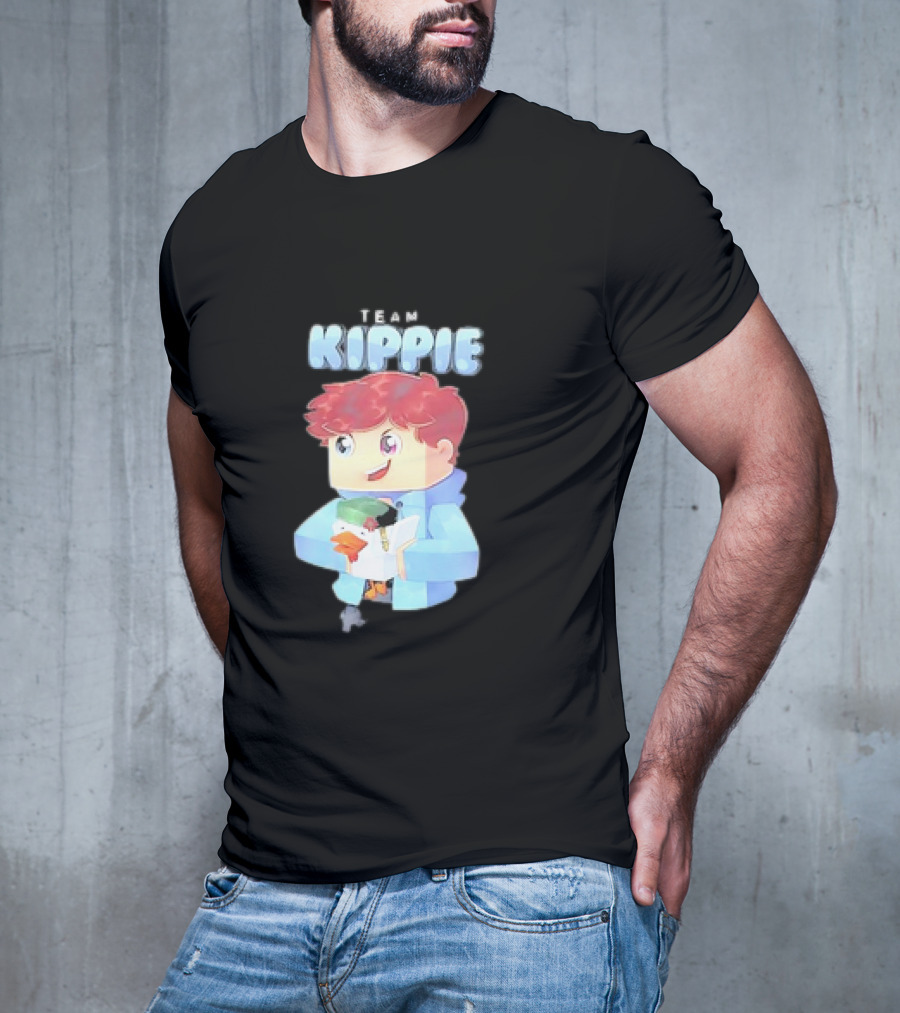 Team Kippie Cartoon Pixel Art Character With Pet Chicken T-Shirt