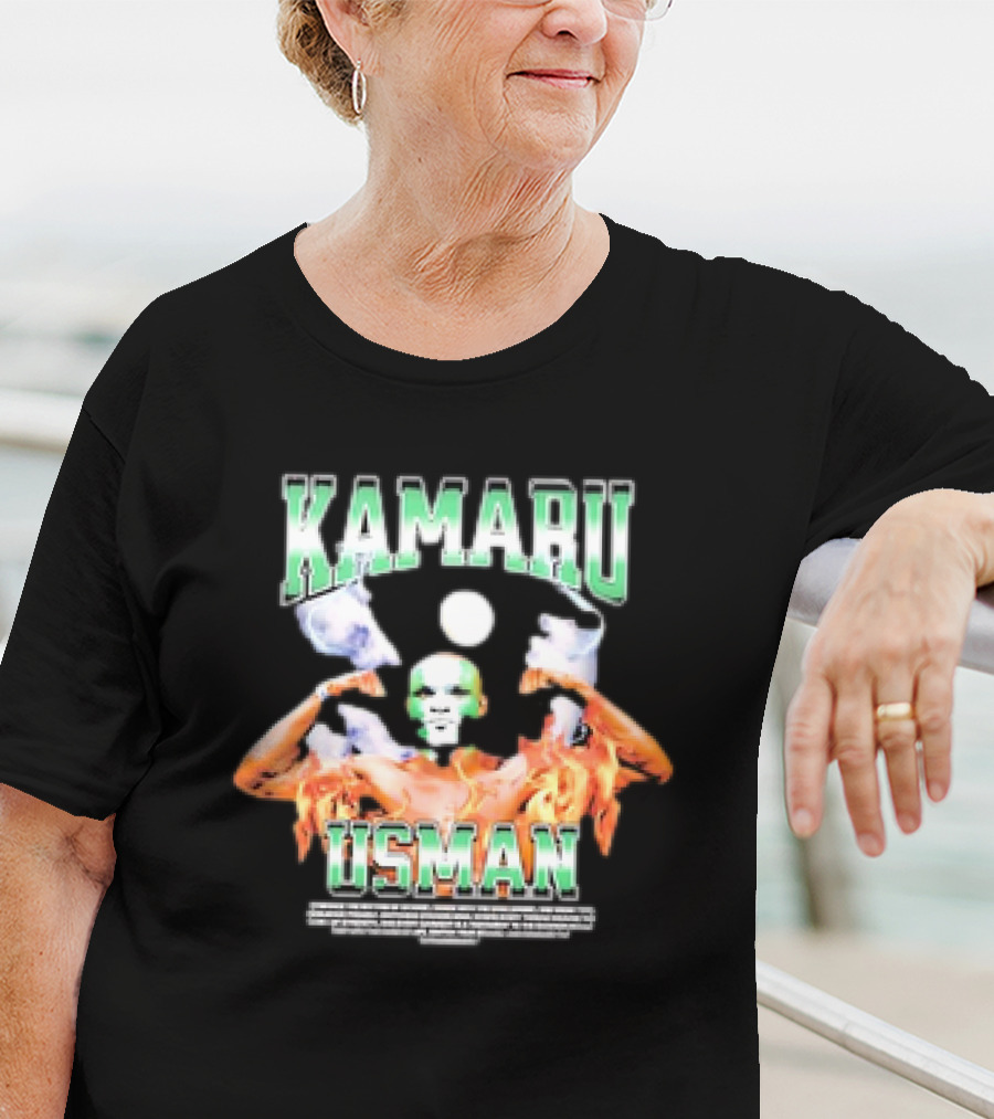 Kamaru Usman Warrior Spirit Flames And Smoke T-Shirt