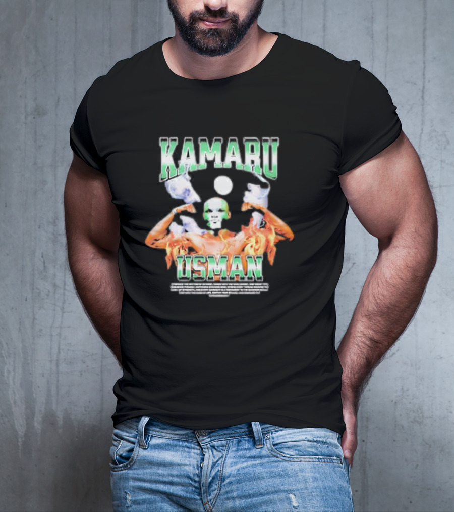 Kamaru Usman Warrior Spirit Flames And Smoke T-Shirt
