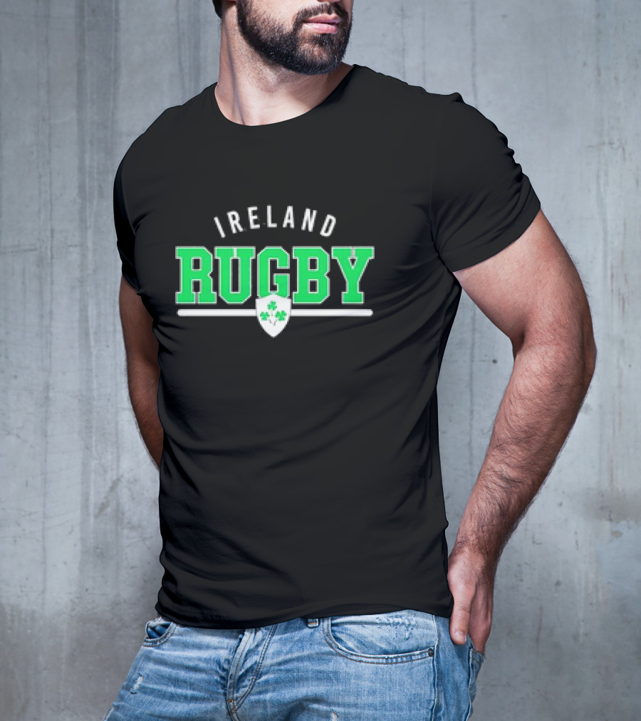 Ireland Rugby Wordmark Nations Supersoft Logo Shamrock Shield T-Shirt