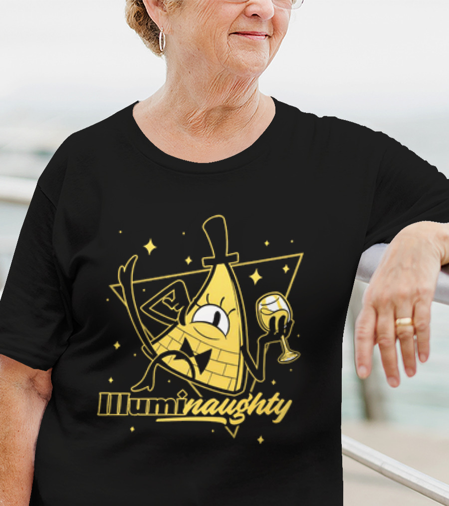 Illuminaughty Naughty Bill Cipher With Drink And Stars T-Shirt