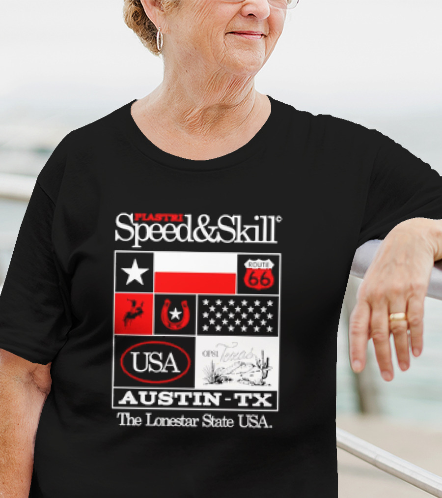 Plastr Speed And Skill Op81 Texas Route 66 Austin The Lonestar State USA T-Shirt