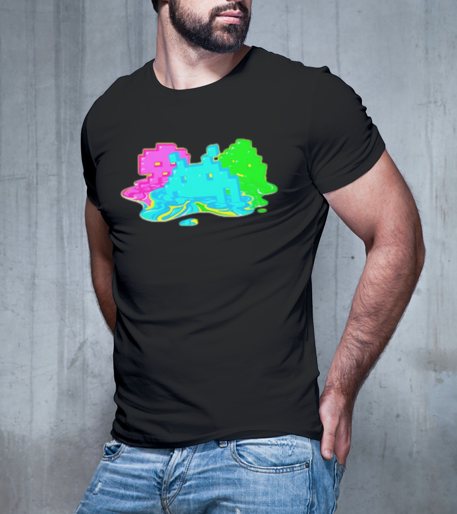 Space Invaders Melting Retro Arcade Aliens T-Shirt