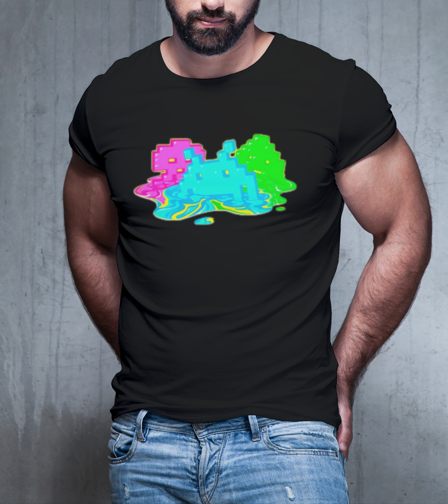 Space Invaders Melting Retro Arcade Aliens T-Shirt