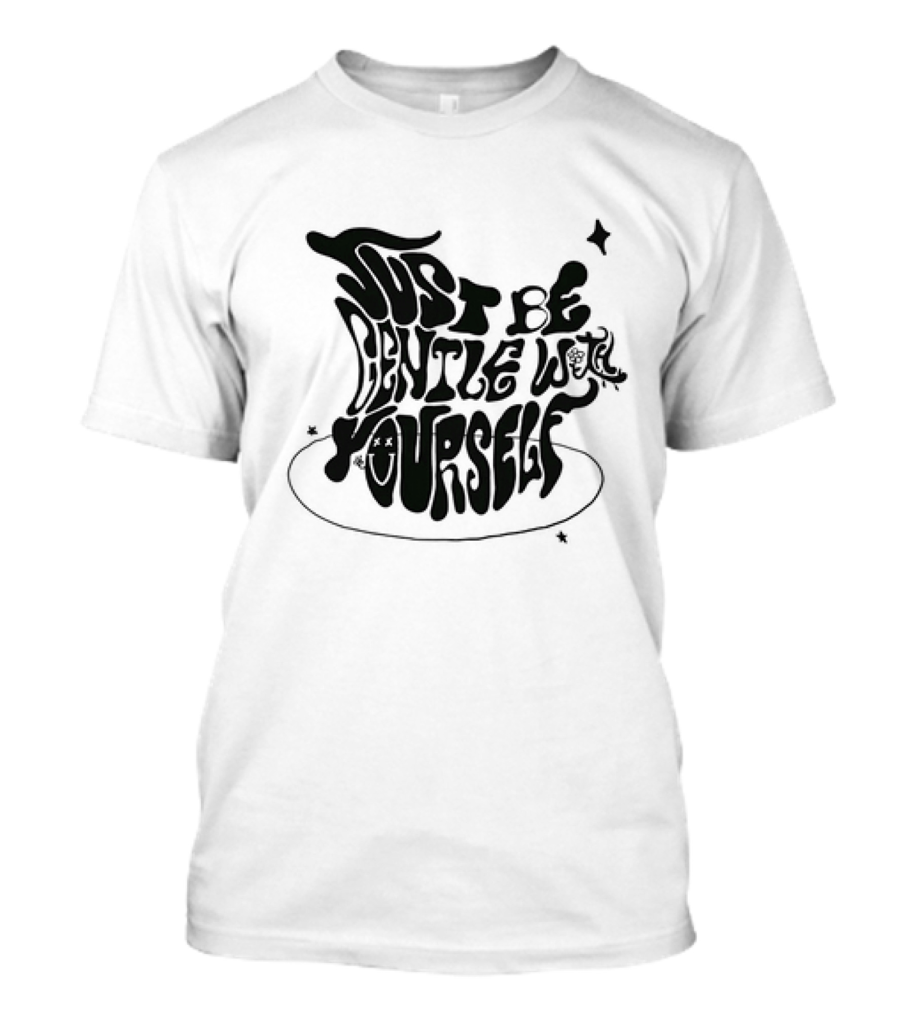 Just Be Gentle With Yourself Whimsical Typography With Stars And Mushrooms T-Shirt