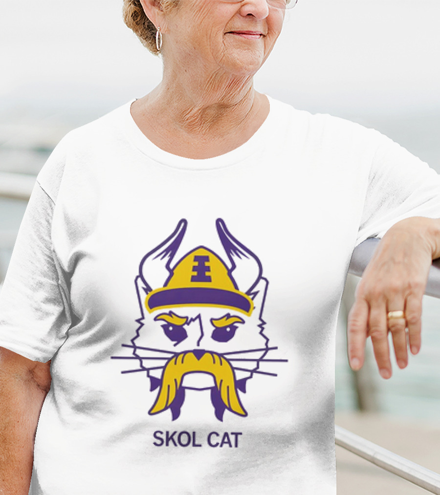 Los Angeles Lakers Skol Cat Viking Helmet Mustache T-Shirt