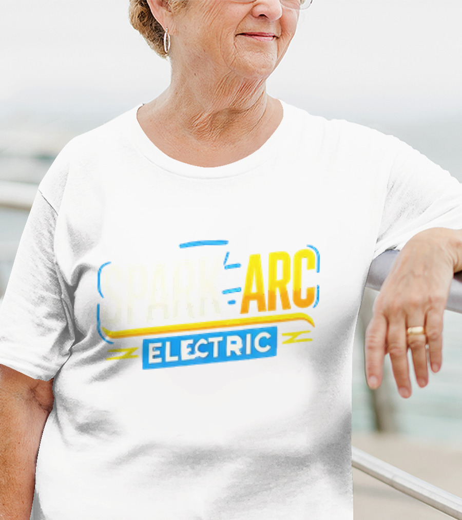 Spark And Arc Electric Bold Yellow And Blue Text T-Shirt