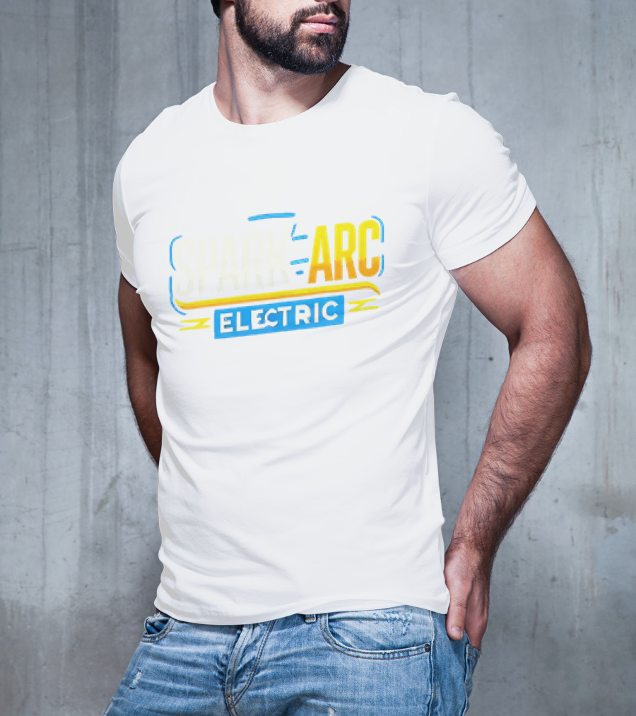 Spark And Arc Electric Bold Yellow And Blue Text T-Shirt