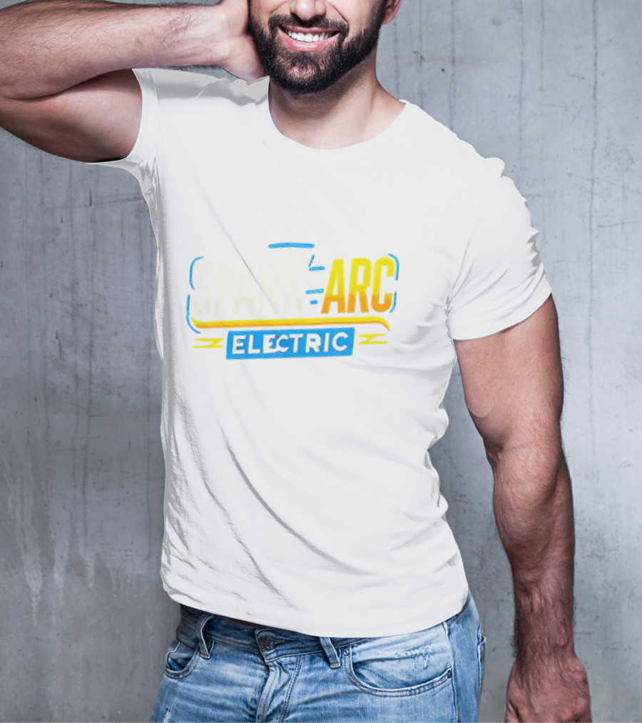 Spark And Arc Electric Bold Yellow And Blue Text T-Shirt