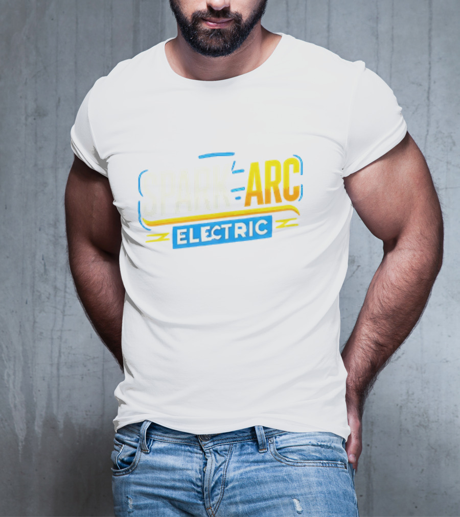 Spark And Arc Electric Bold Yellow And Blue Text T-Shirt