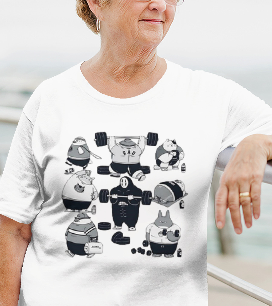 Spirited Gym Anime Spirits Staying In Shape With Iconic Fitness Characters T-Shirt