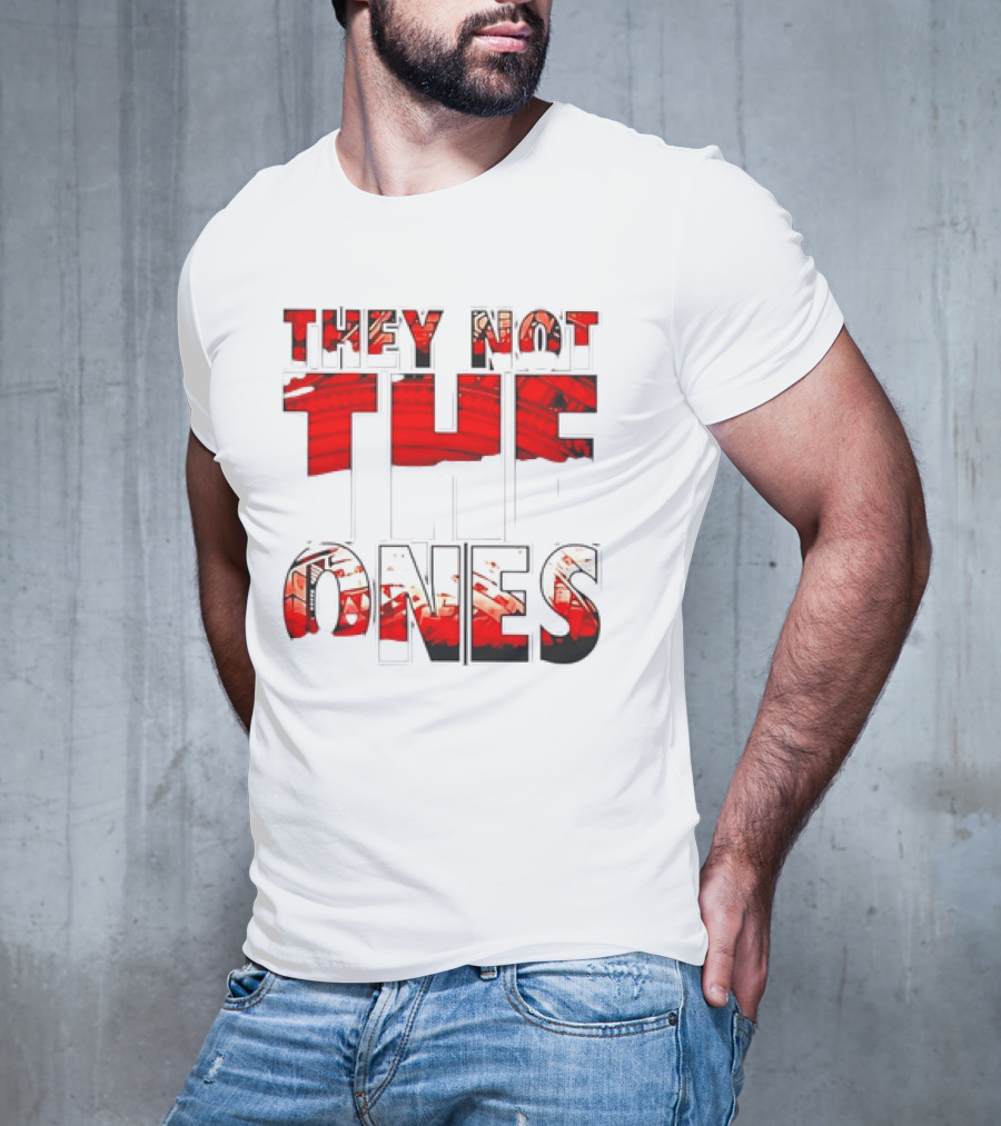 They Not The Ones WWE Red Pattern Text T-Shirt