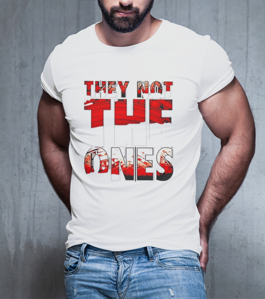 They Not The Ones WWE Red Pattern Text T-Shirt