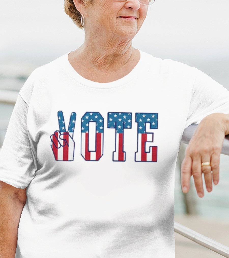 USA Flag Hand Gesture Vote T-Shirt