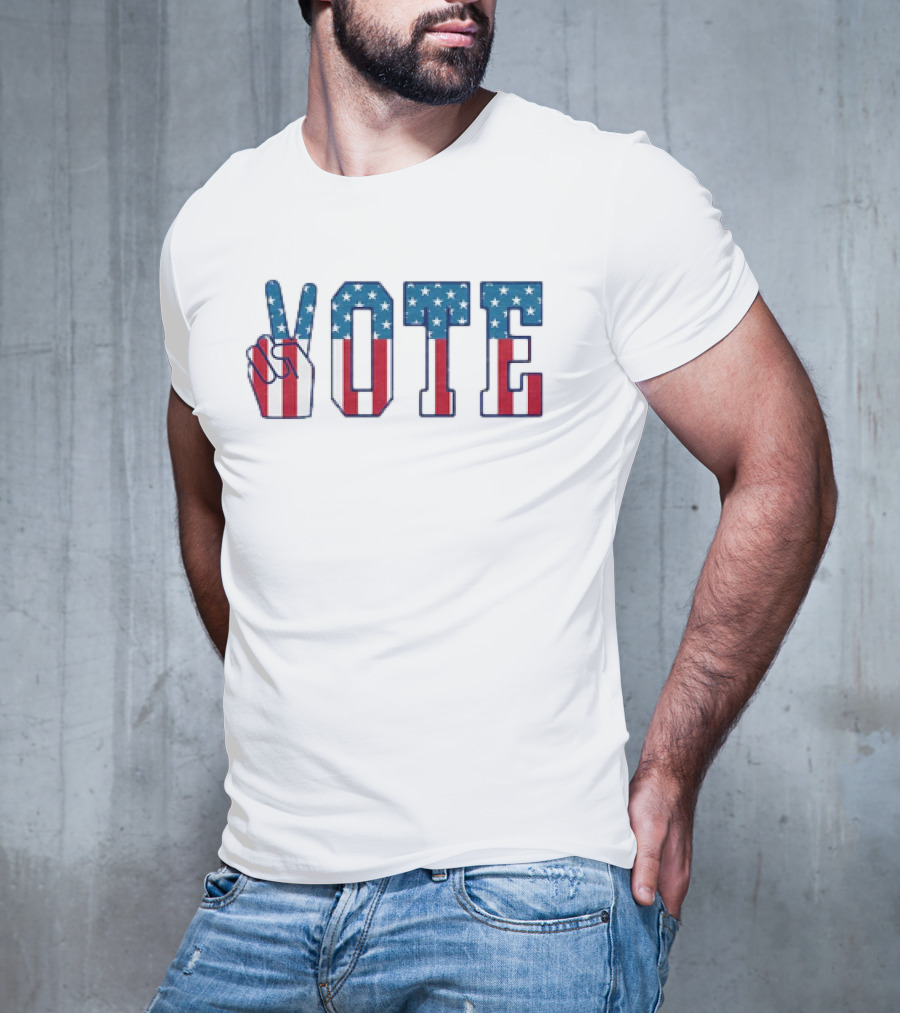 USA Flag Hand Gesture Vote T-Shirt