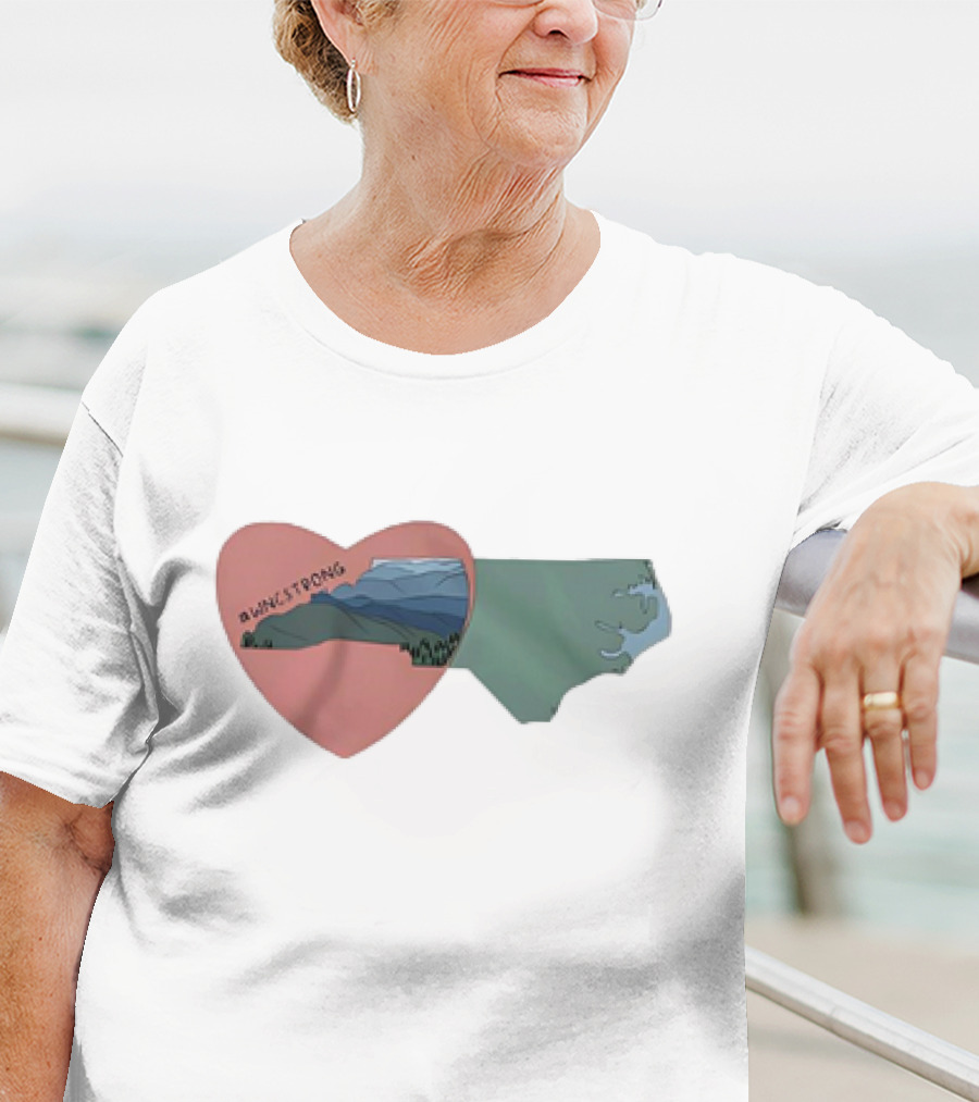 WNC Strong Heart With North Carolina Mountains Map T-Shirt