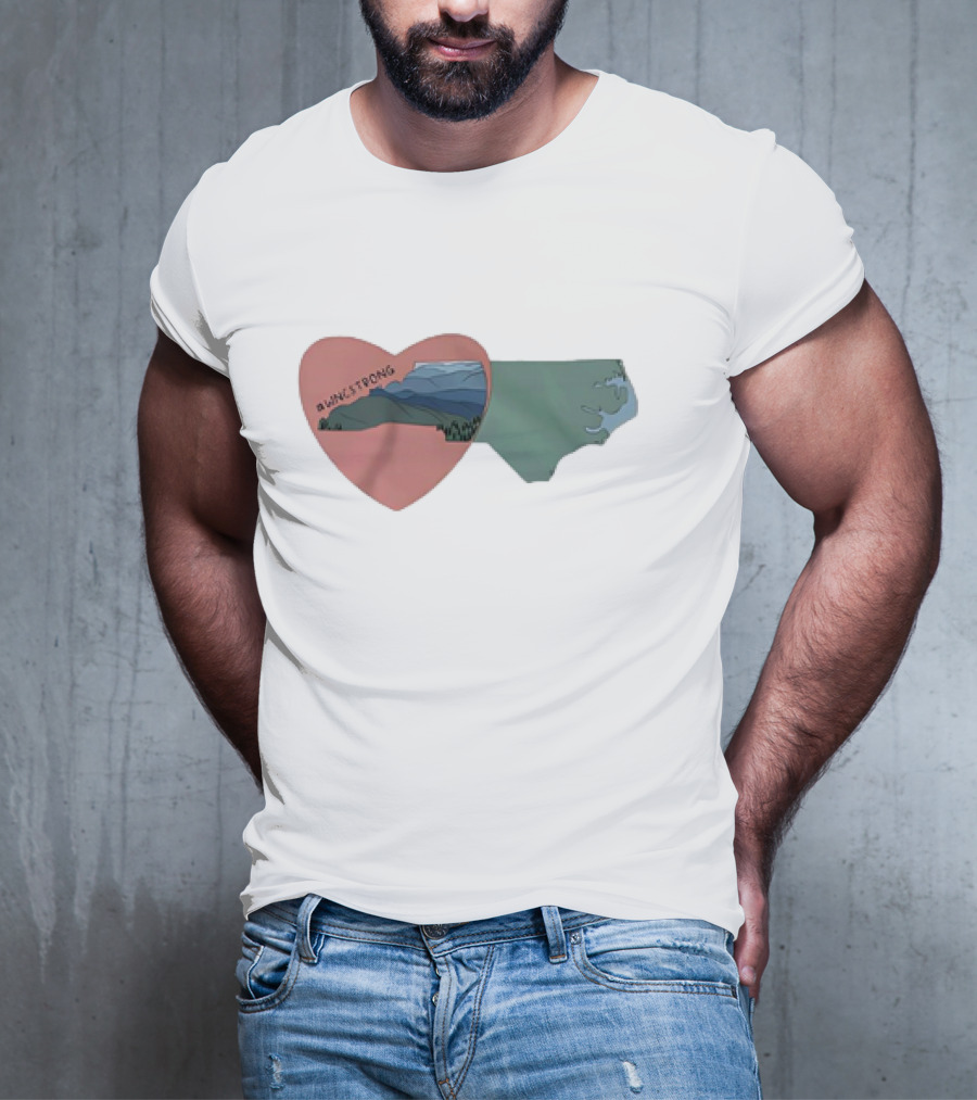 WNC Strong Heart With North Carolina Mountains Map T-Shirt