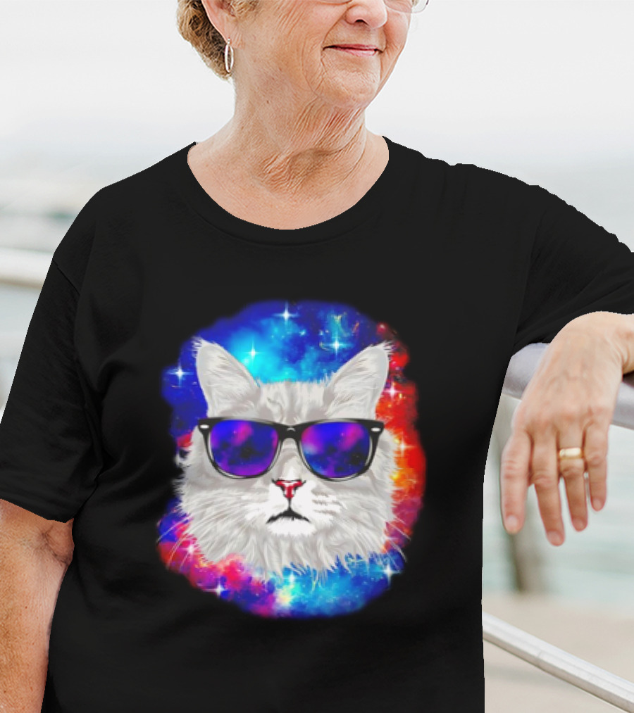 Cool Cat Space Shades Galaxy T-Shirt