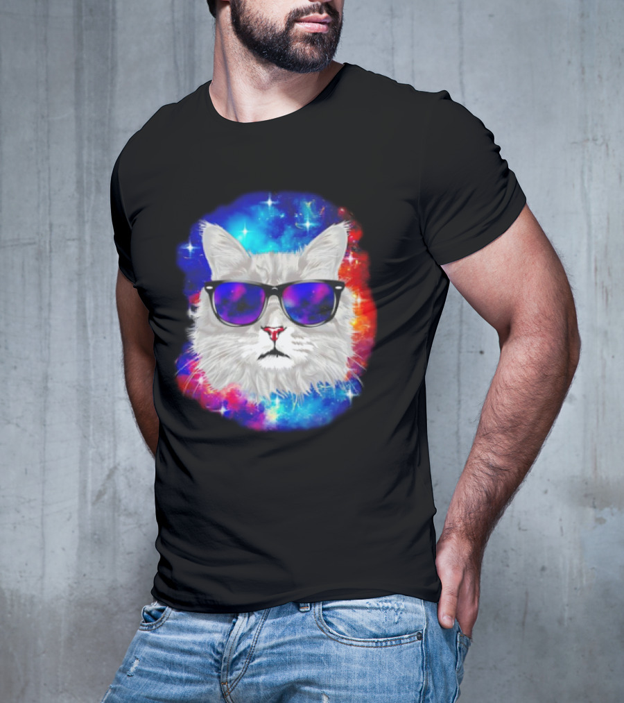Cool Cat Space Shades Galaxy T-Shirt
