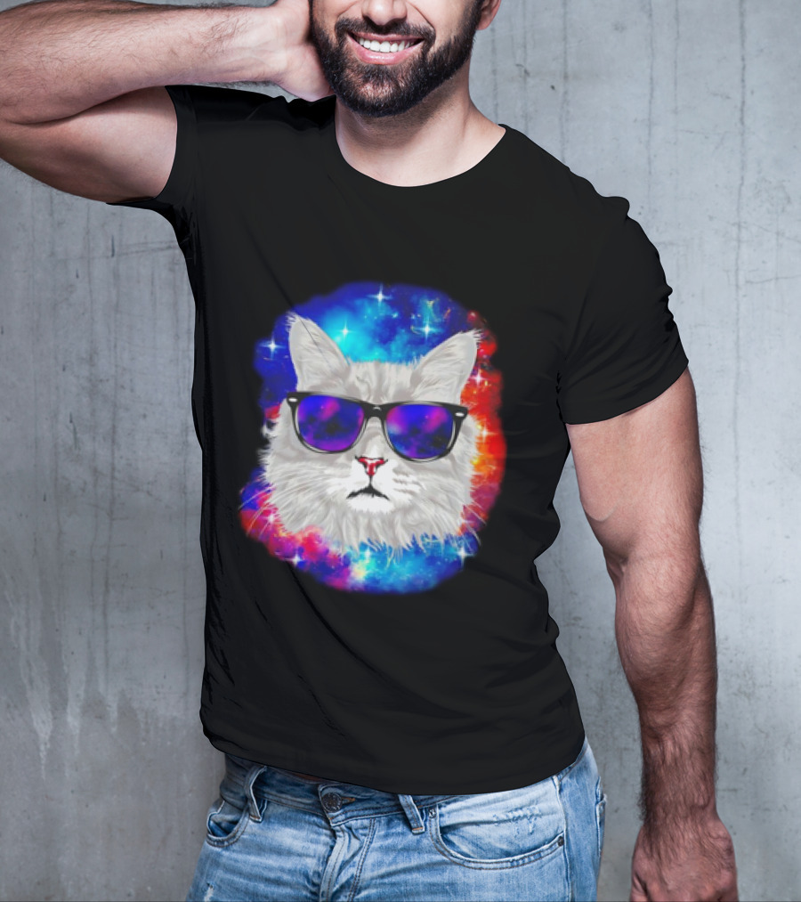 Cool Cat Space Shades Galaxy T-Shirt