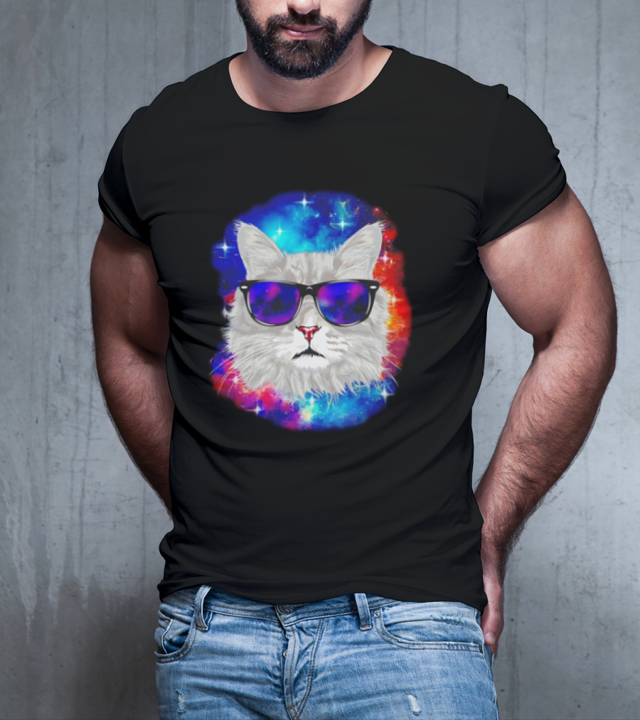 Cool Cat Space Shades Galaxy T-Shirt