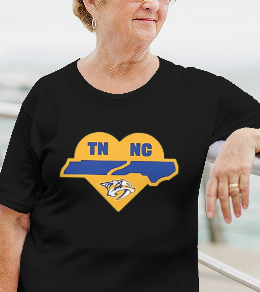 Nashville Predators TN NC Heart Logo Icon With State Outline T-Shirt