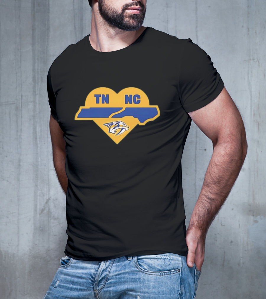 Nashville Predators TN NC Heart Logo Icon With State Outline T-Shirt