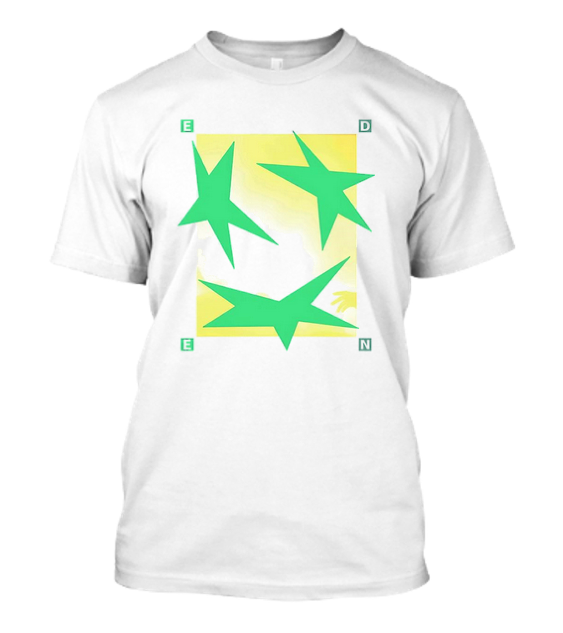 Eden Star Green Tri-Star Design With Yellow Background T-Shirt