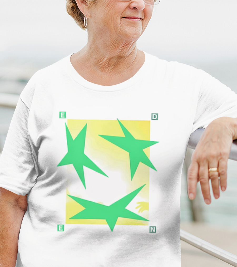 Eden Star Green Tri-Star Design With Yellow Background T-Shirt