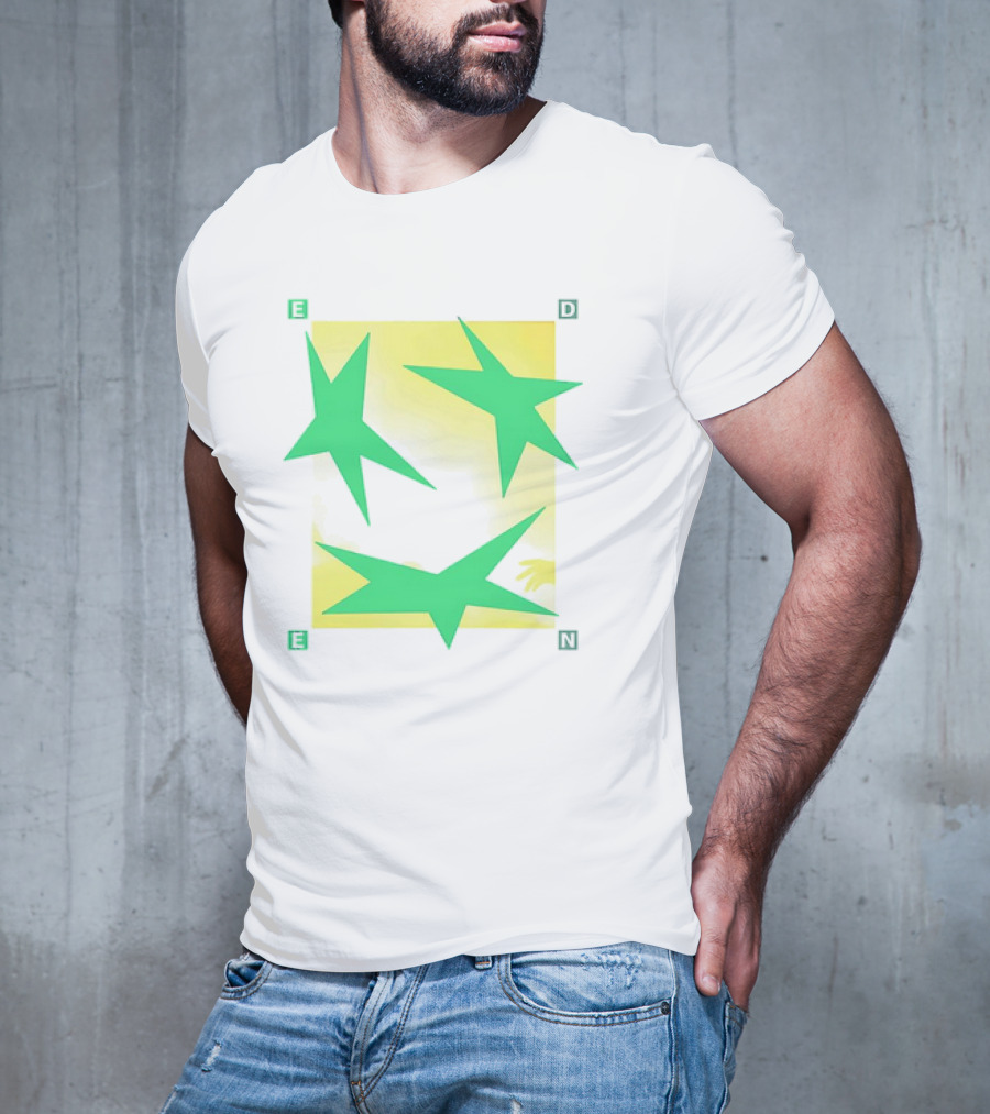 Eden Star Green Tri-Star Design With Yellow Background T-Shirt