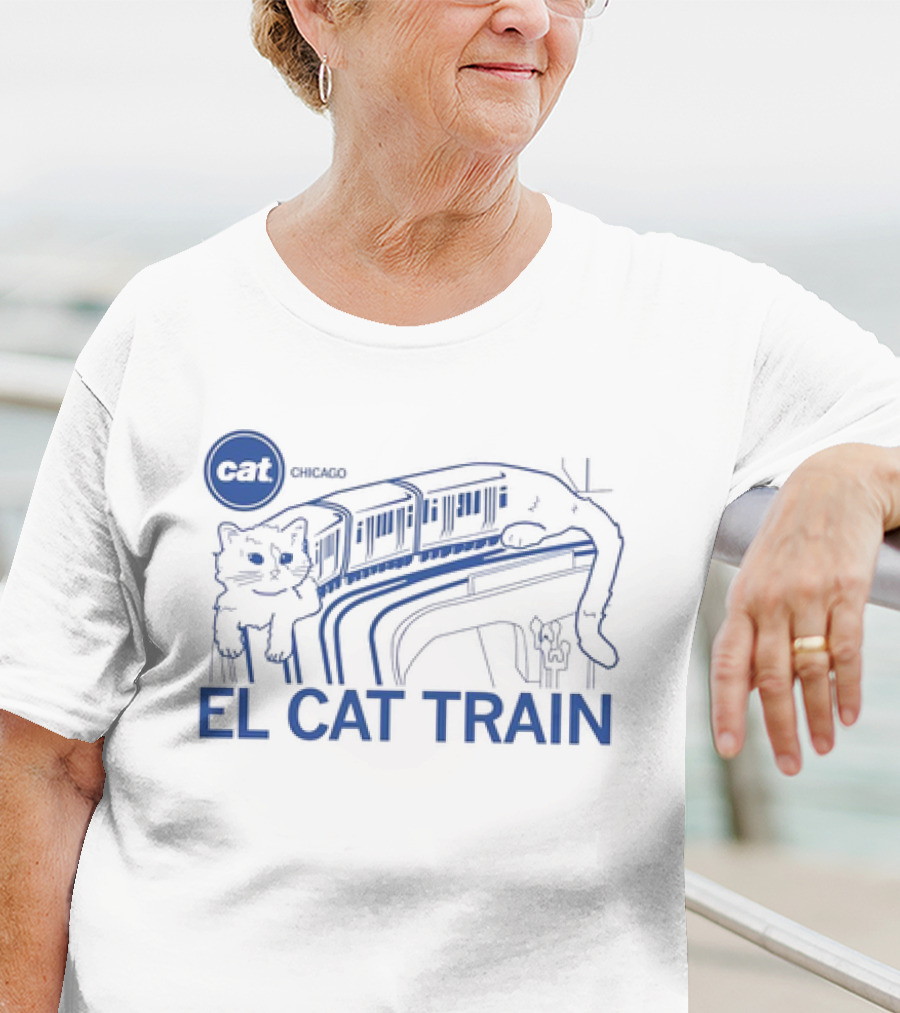 El Cat Train Chicago CAT Railway Sketch T-Shirt