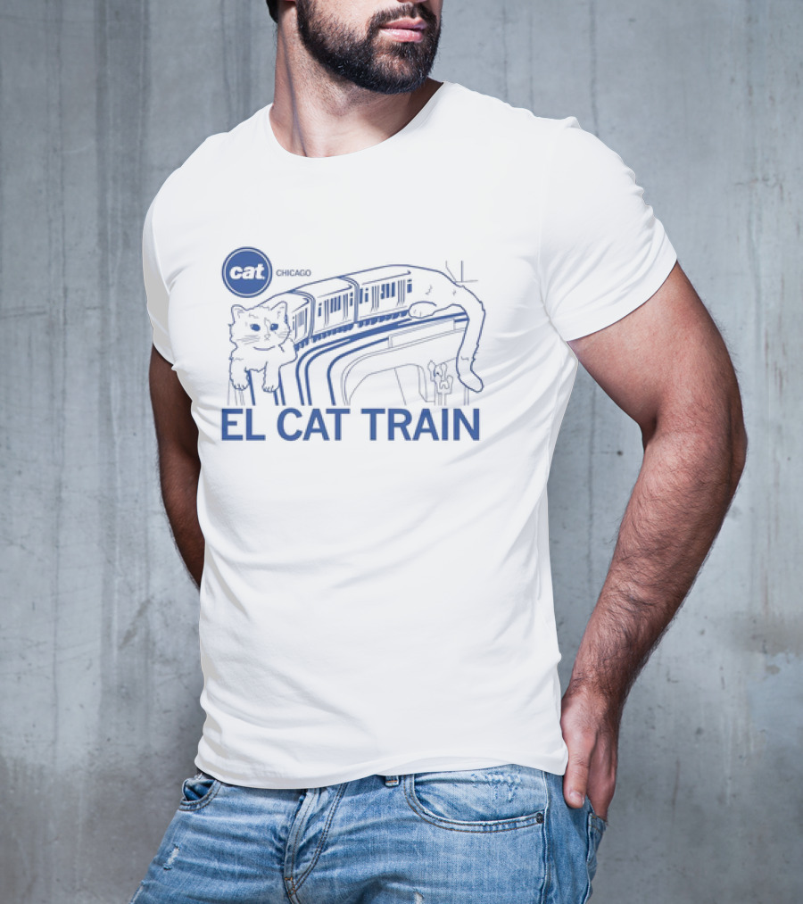 El Cat Train Chicago CAT Railway Sketch T-Shirt