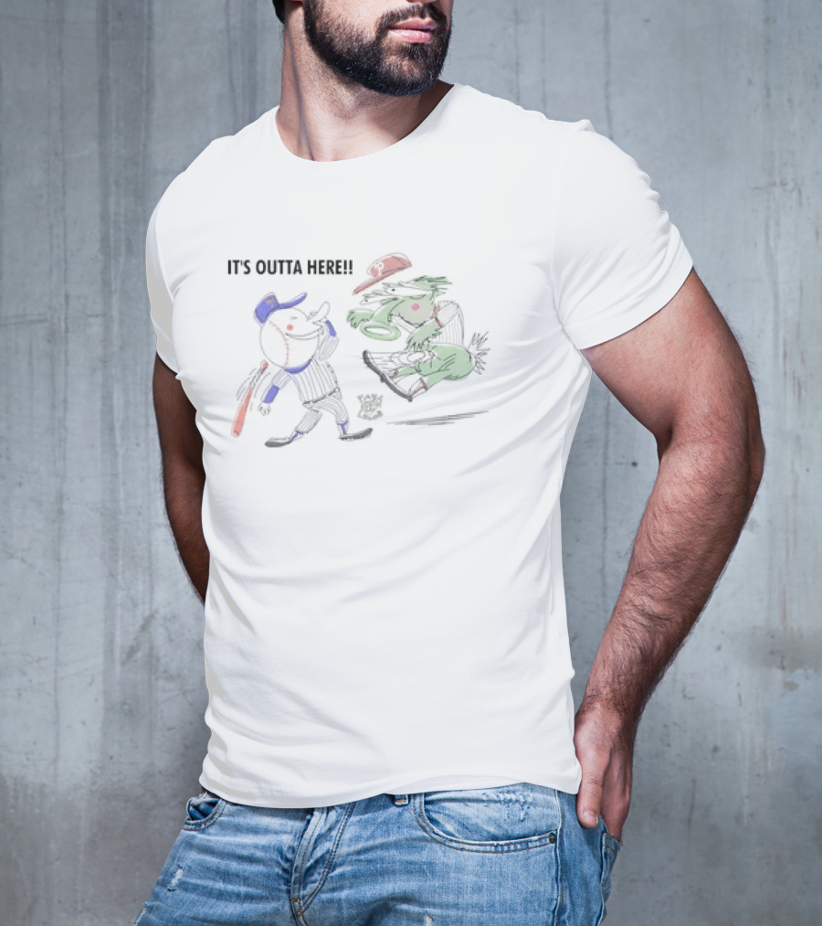 It's Outta Here New York Mets Beat Philadelphia Phillies Cartoon Baseball Rivalry T-Shirt
