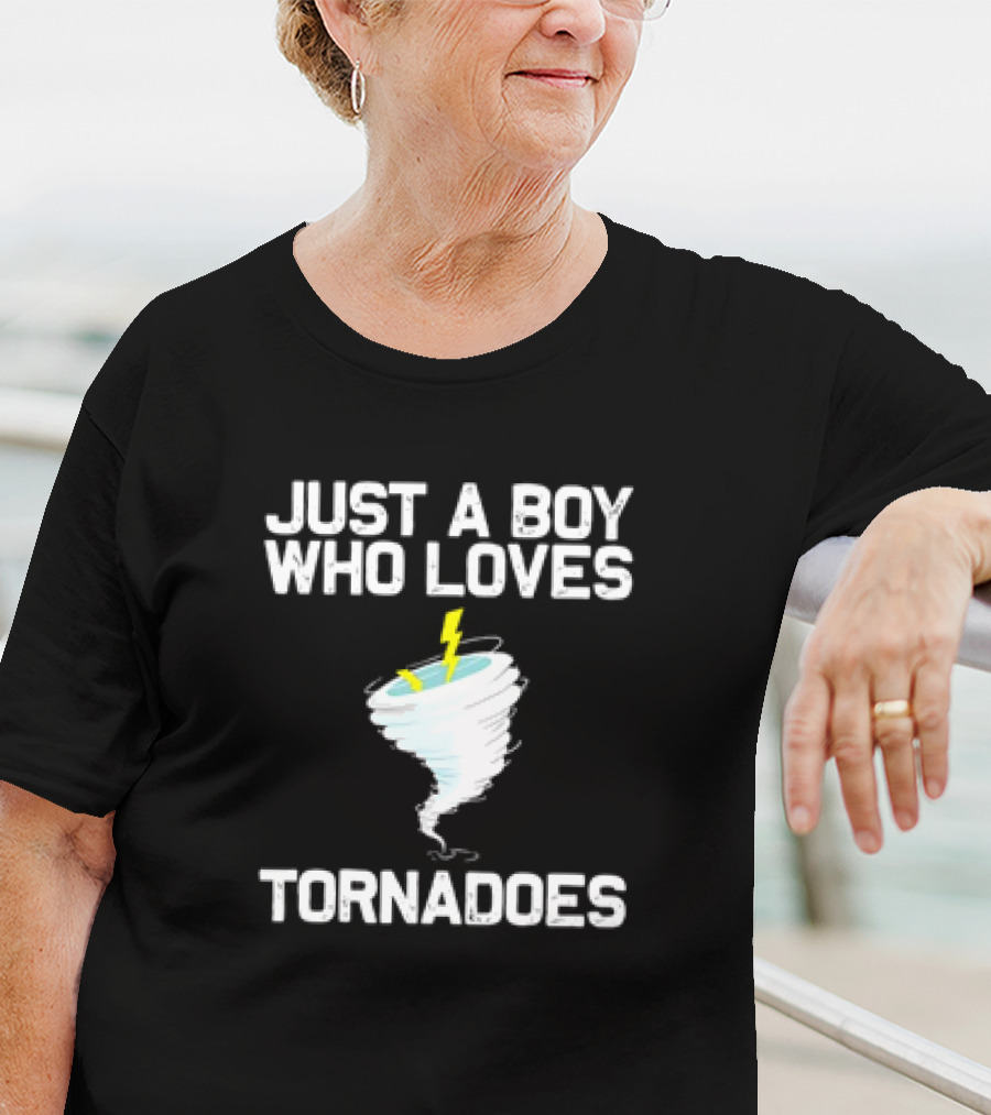 Just A Boy Who Loves Tornadoes Hurricane Milton Retro Weather Enthusiast Vintage T-Shirt