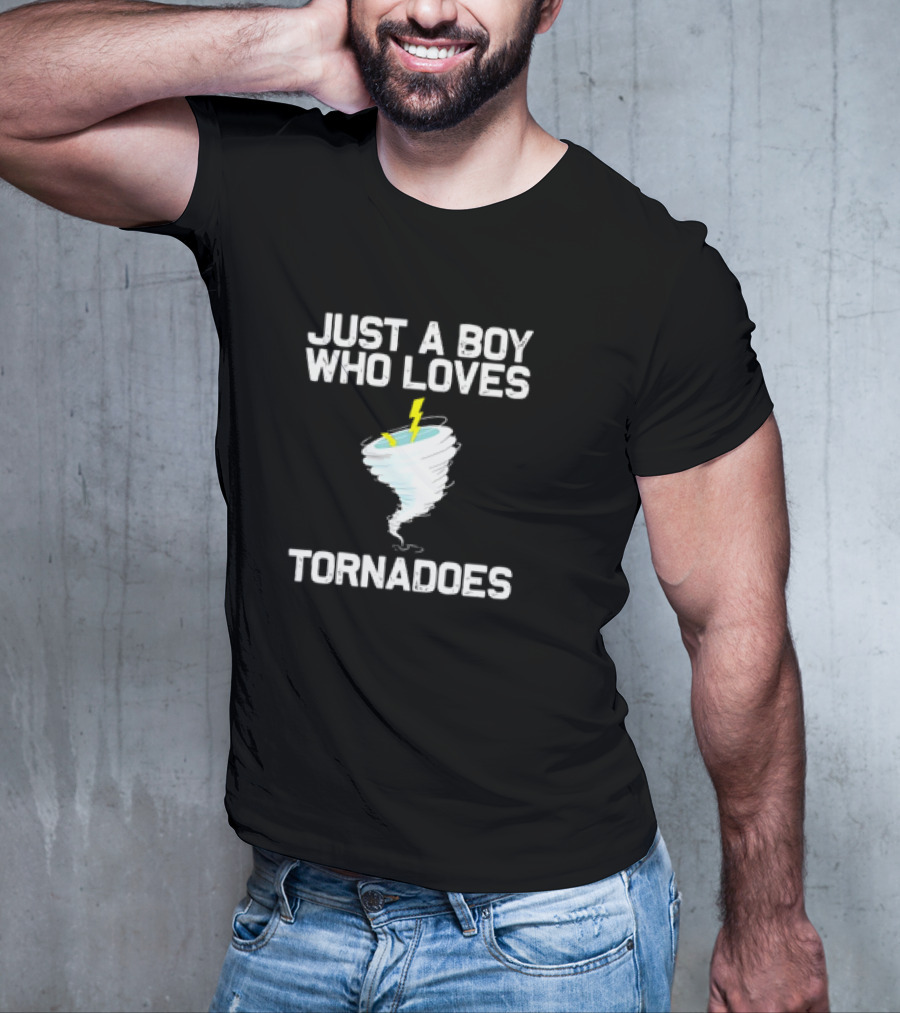 Just A Boy Who Loves Tornadoes Hurricane Milton Retro Weather Enthusiast Vintage T-Shirt