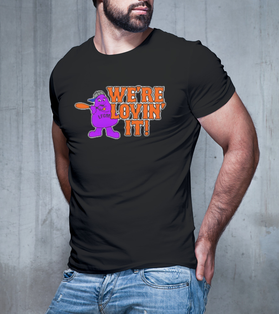 New York Mets LFGM Grimace We're Lovin' It T-Shirt