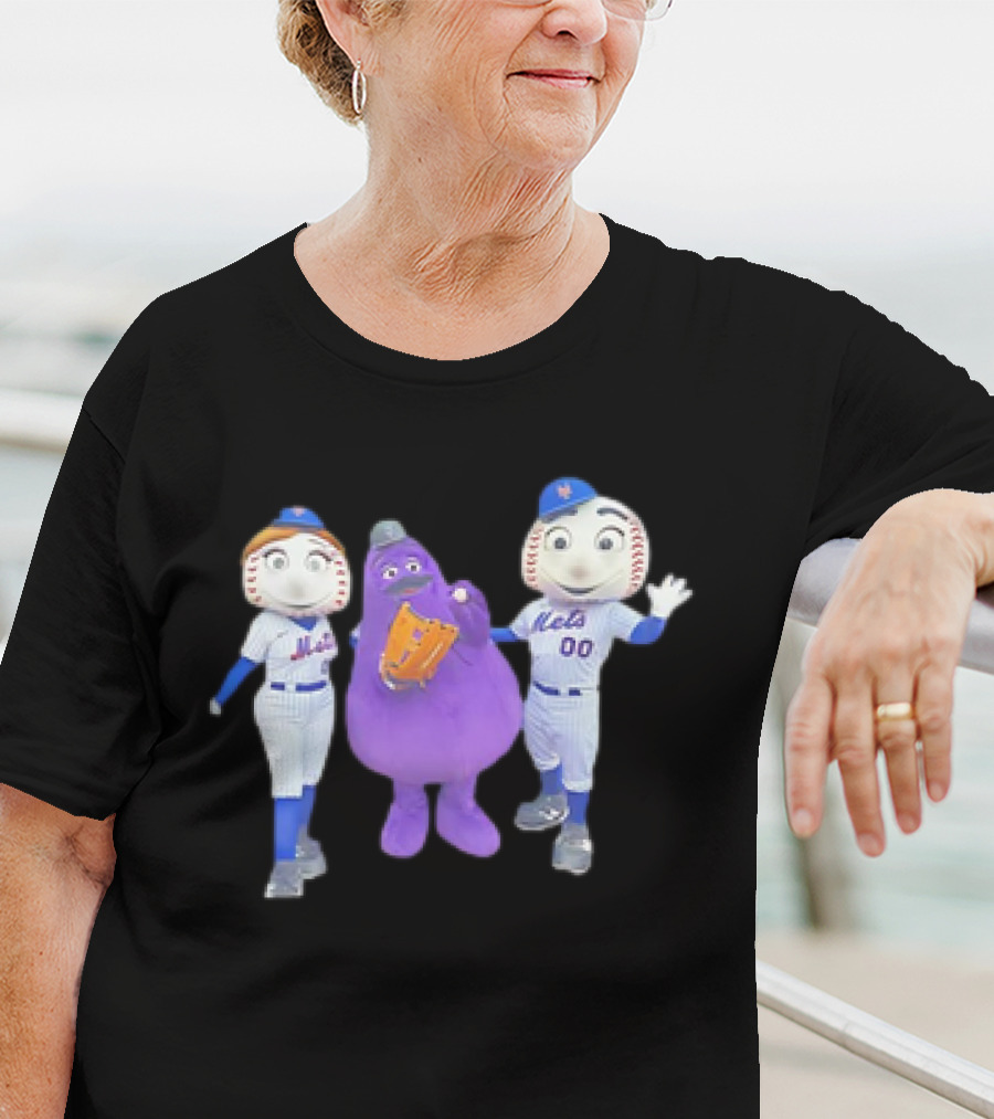 Mrs Met Grimace Mr Met Mets Baseball Characters Collaboration T-Shirt