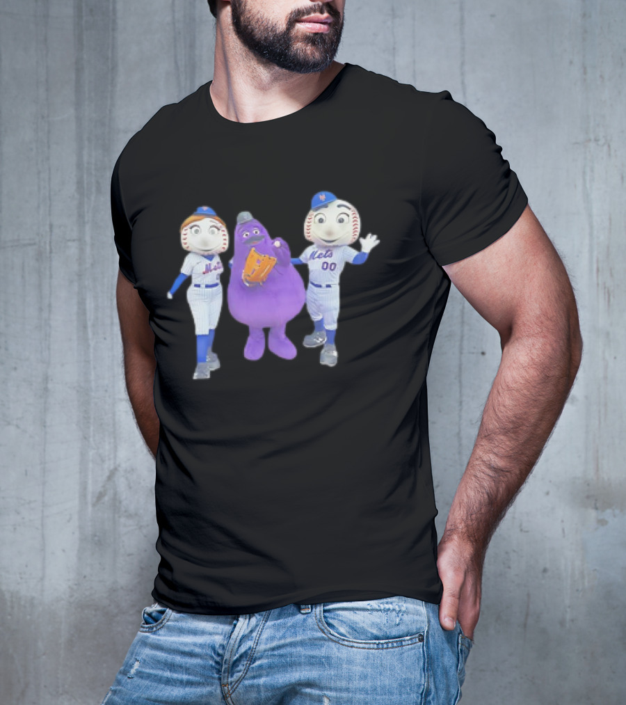 Mrs Met Grimace Mr Met Mets Baseball Characters Collaboration T-Shirt