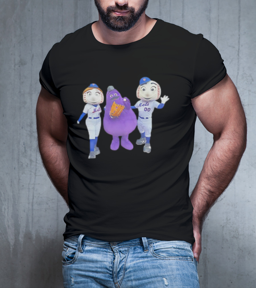 Mrs Met Grimace Mr Met Mets Baseball Characters Collaboration T-Shirt