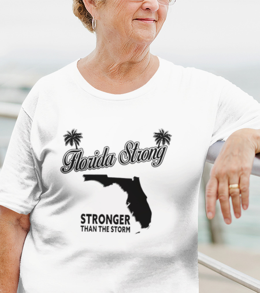 Florida Strong Stronger Than The Storm Map With Palm Trees T-Shirt