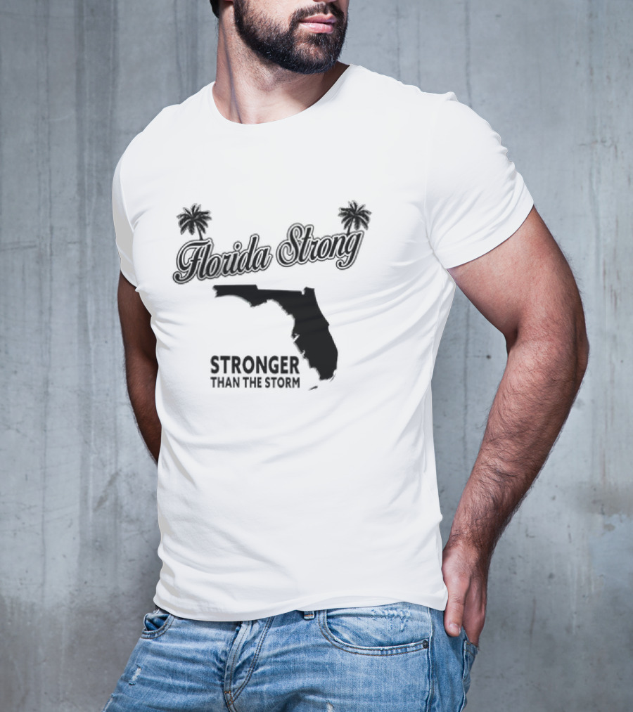 Florida Strong Stronger Than The Storm Map With Palm Trees T-Shirt