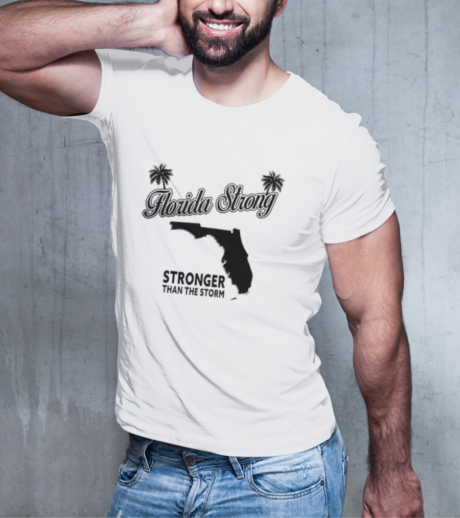Florida Strong Stronger Than The Storm Map With Palm Trees T-Shirt