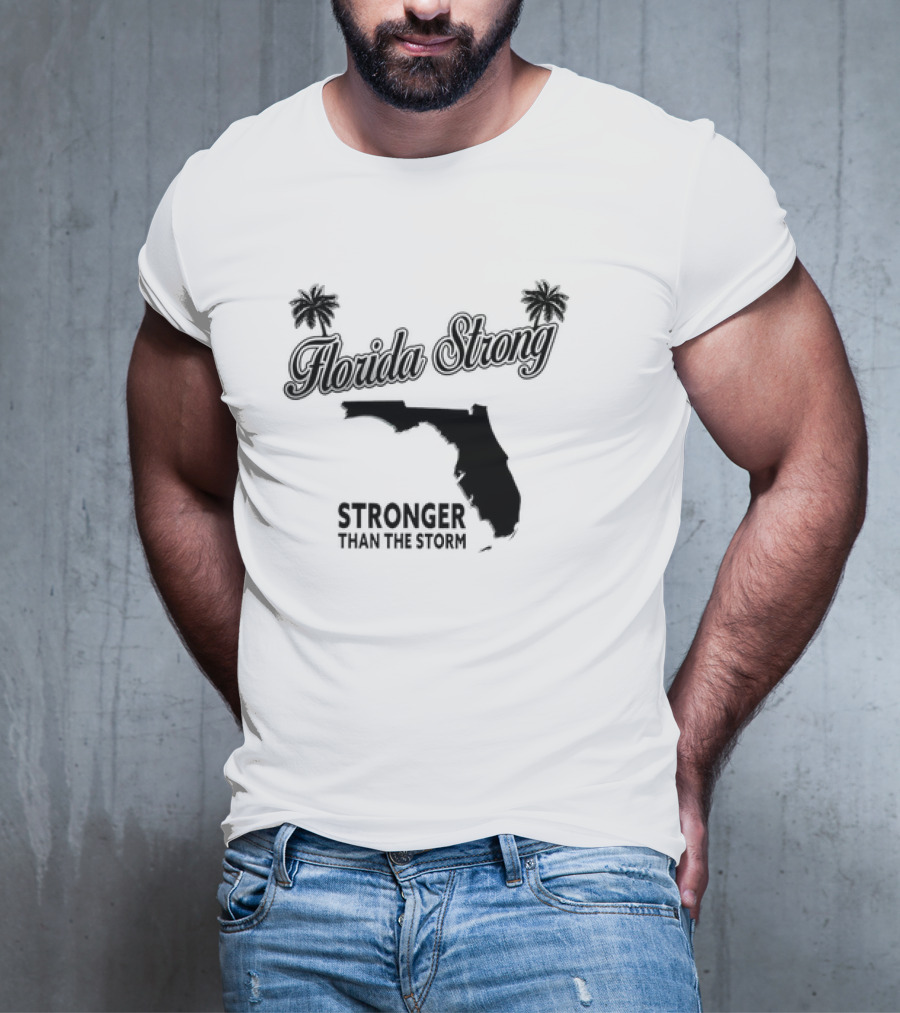 Florida Strong Stronger Than The Storm Map With Palm Trees T-Shirt