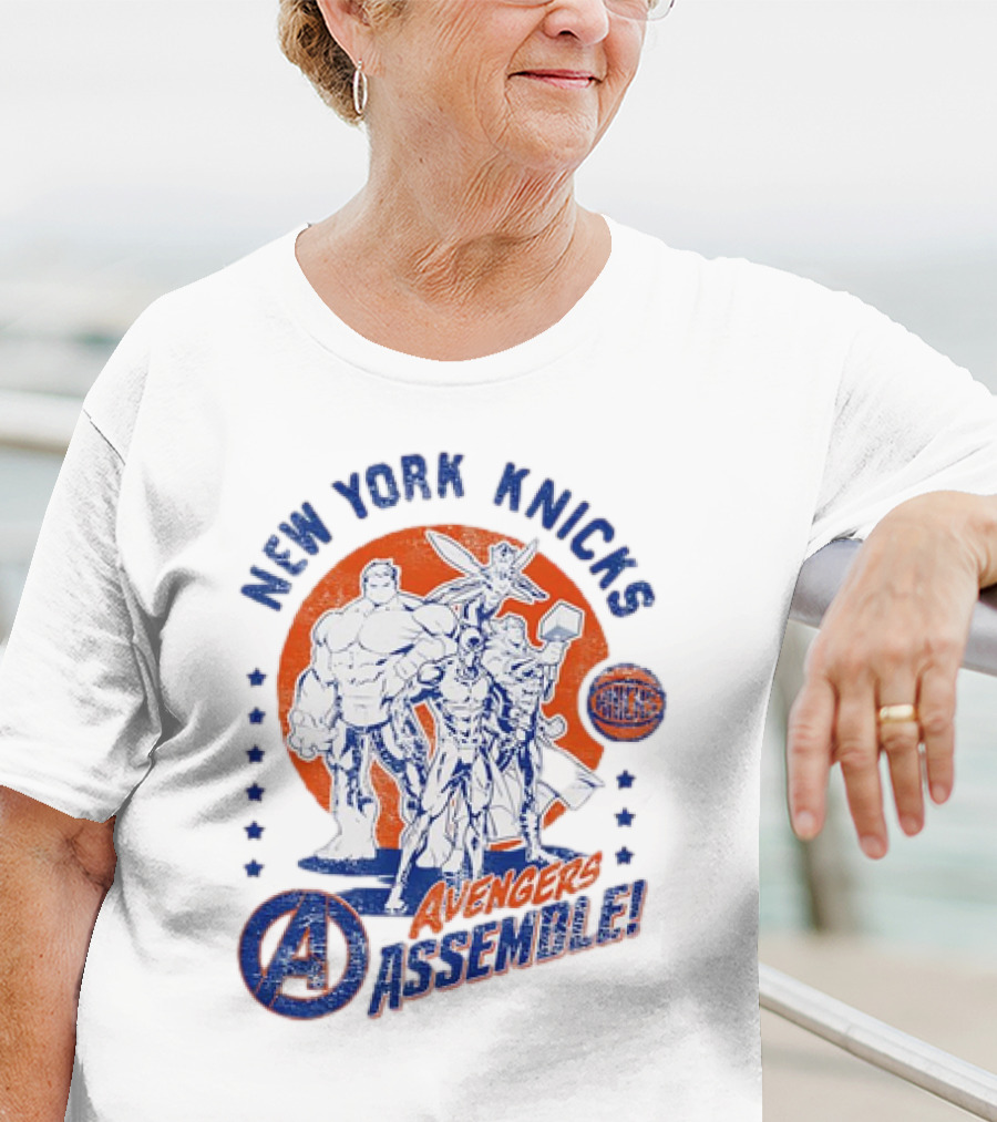 New York Knicks Avengers Assemble NBA Marvel Collaboration T-Shirt